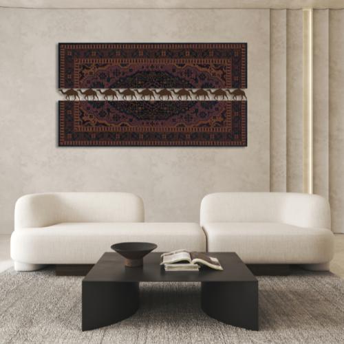 جدارية قافلة الإبل | تصميم فاخر 110×200 سم من المخ...