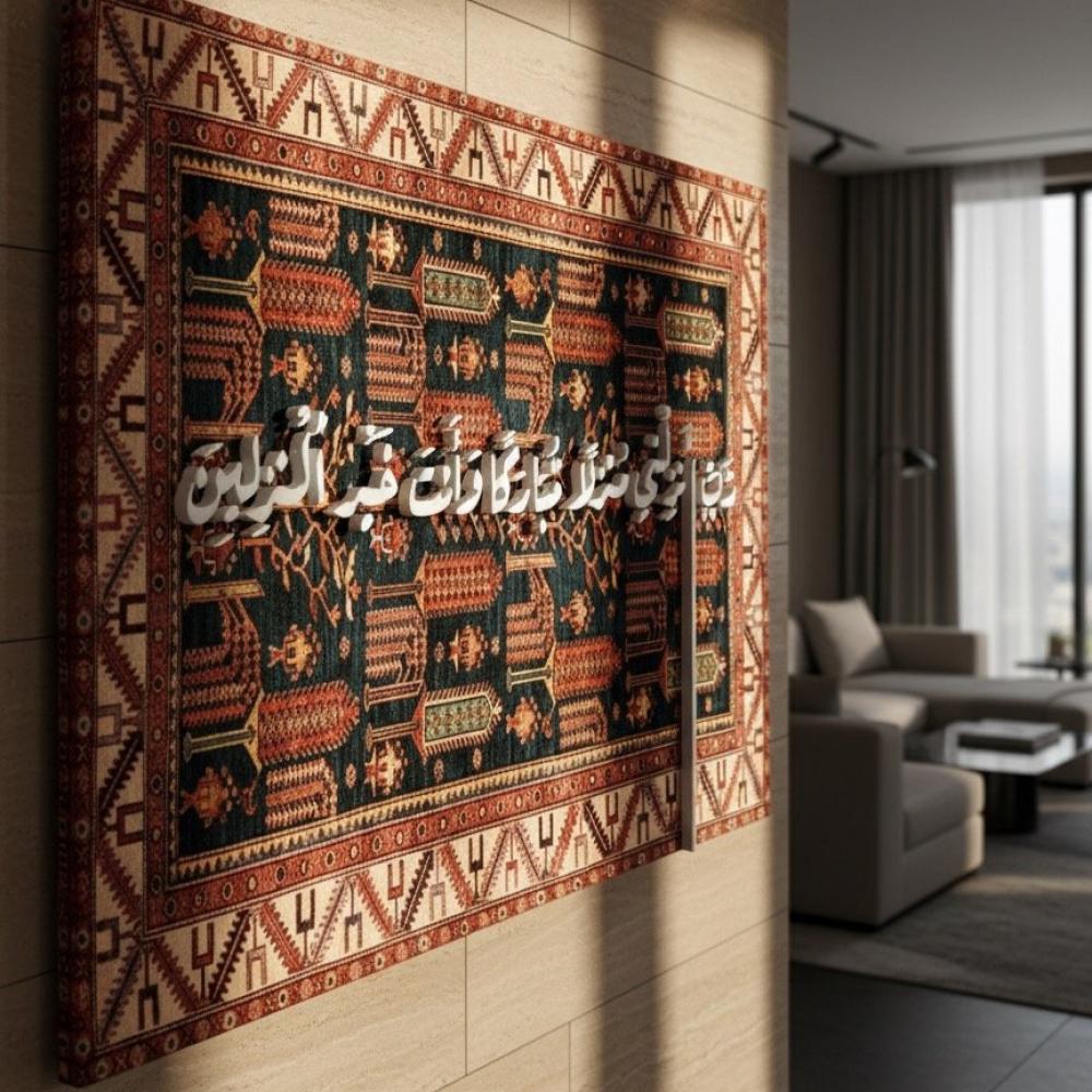 رب انزلني منزلًا مباركًا | بوهيمي | مخمل وأحرف خشبية بارزة | 100 * 150سم