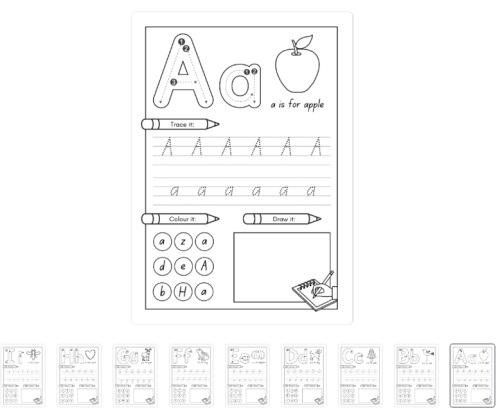 Alphabet trace-draw-color