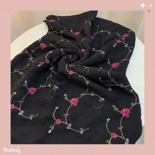 طرحة لينن بتطريز ورود