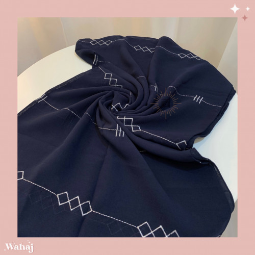 طرحة كحليه بتطريز فضي