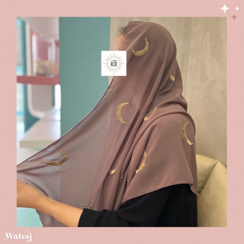 طرحة نود بتطريز هلال ذهبي