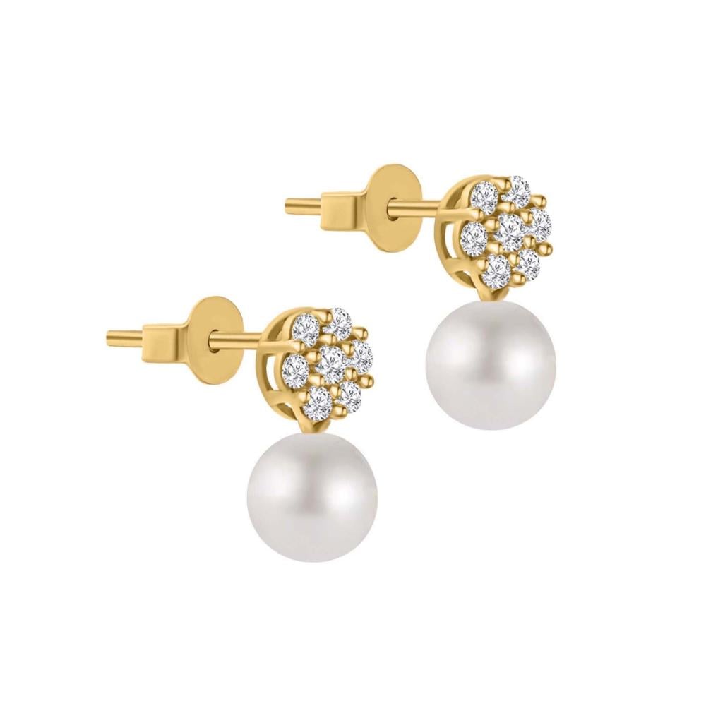 The Queen's Girls' Earring is a gold flower with freshwater pearls.