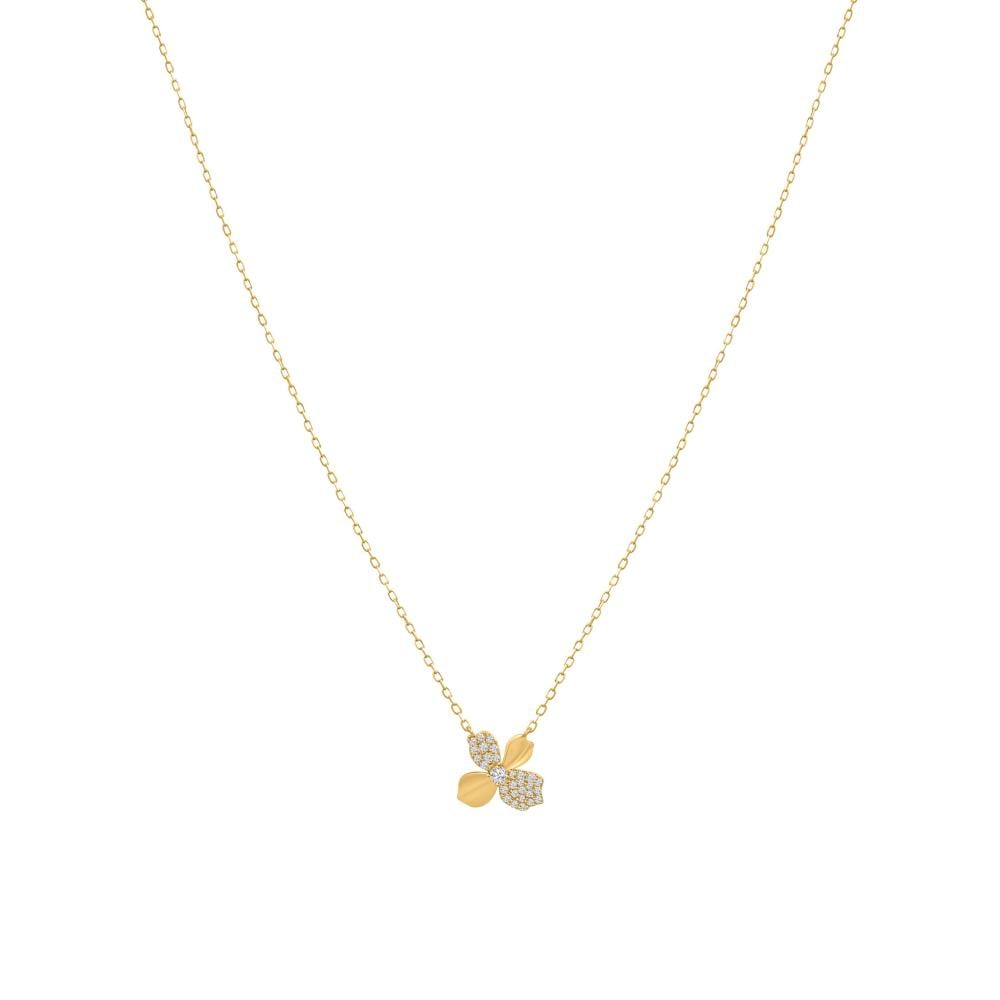 قلادة ذهب مزينه بفصوص الزركون