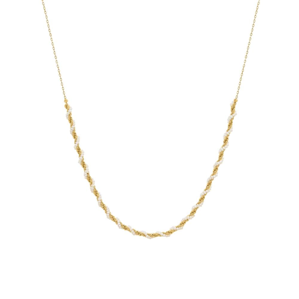 Happiness Necklace: Gold and Cultured Pearls, Handcrafted