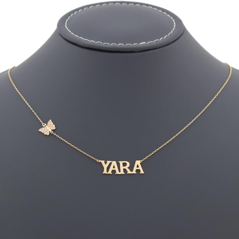 Your name necklace is made of gold with a distinctive and elegant design