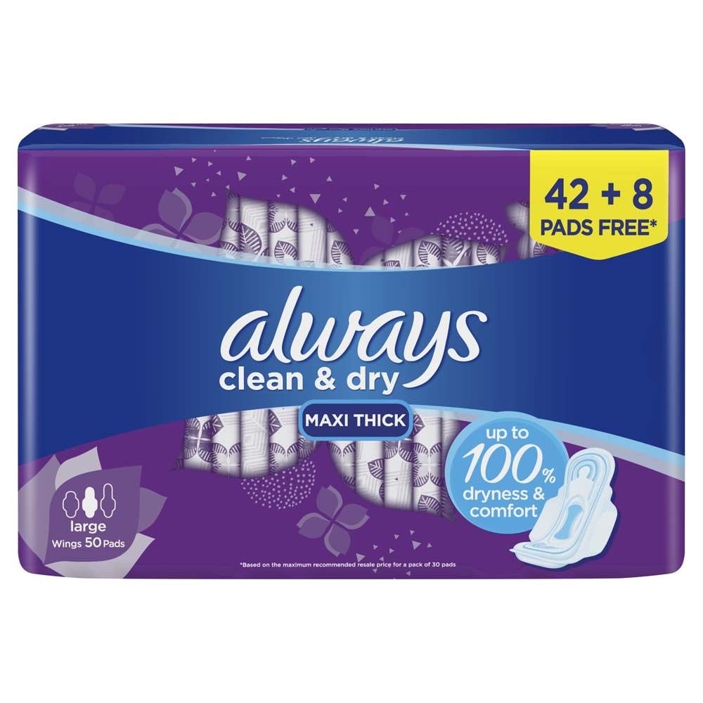 Always Diapers For Women Large With Wings - Dry Fabric 50 Pads