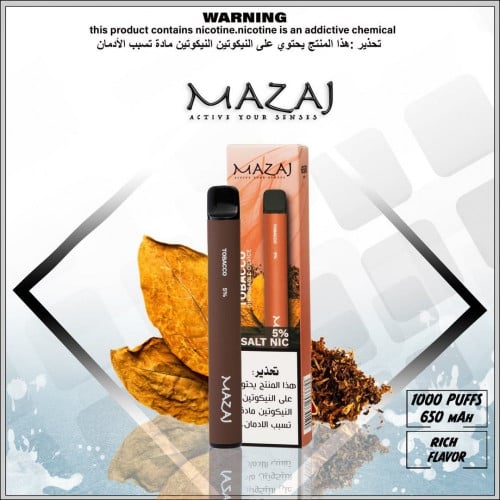 سحبة جاهزة مزاج توباكو 1000 موشة Mazaj TOBACCO 1000 Puff disposable