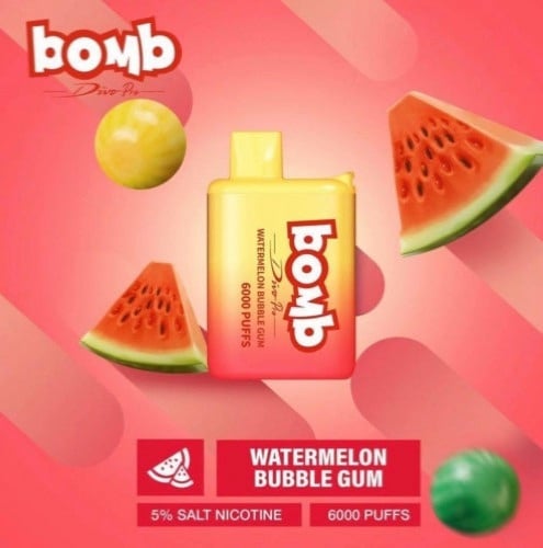 سحبة بومب علكة البطيخ 6000 سحبة - BOMB WATERMELON BUBBLE GUM 6000PUFFS