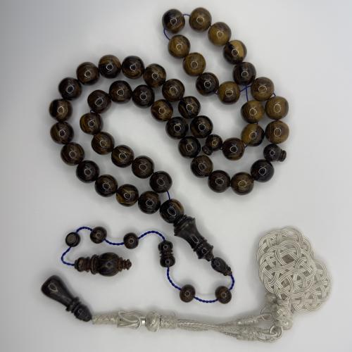 سبحه فاتوران بلون دارسيني قياس 11 ملم 45 خرزه و بشاهد قابل للفك