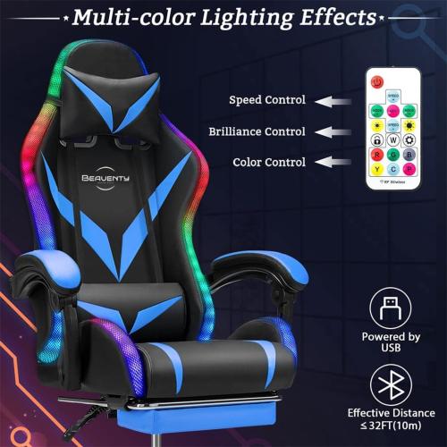 كرسي ألعاب مع مكبرات صوت بلوتوث ومصابيح LED RGB من...