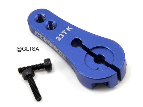 ProTek RC 4mm Aluminum Long Clamping Servo Horn (Blue) (23T-JR/Sanwa/KO) for RC PTK-7801