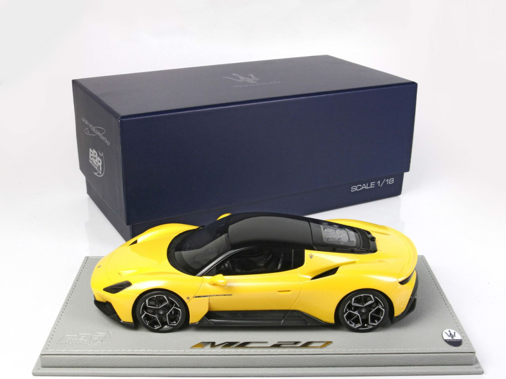 Maserati MC20 Yellow (Giallo Genio) 1:18 BBR HE180051D LIMITED 100 PCS -  الهوايات الذهبية لمجسمات السيارات والريموت