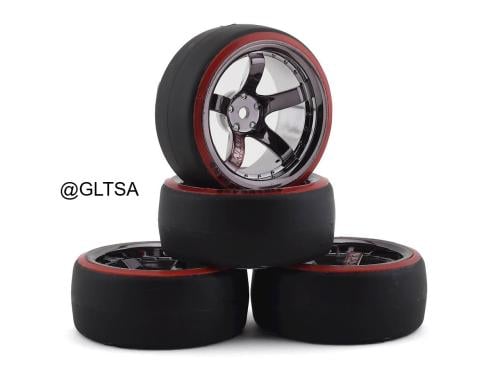 Firebrand RC Highfive D29 Pre-Mounted Slick Drift Tires (4) (Smoke Chrome) w/D2 Tires, 12mm Hex & 9mm Offset for RC FBR1WHEHI5966