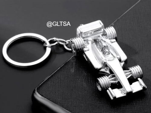 Men Racing Car Charm F1 Keychain Silver sc2302041782438488