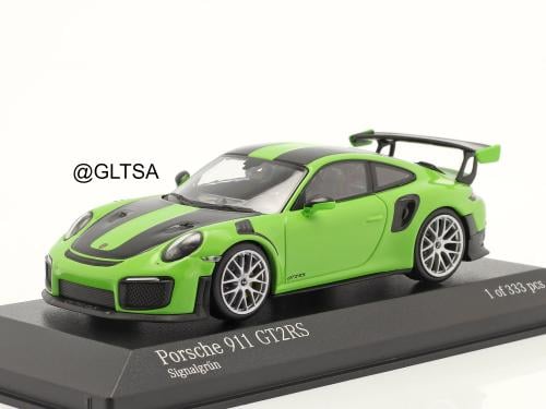 Porsche 911 (991 II) GT2 RS Weissach Package Signal Green Silver Rims 1:43 Minichamps 413067284 LIMITED 333 PCS