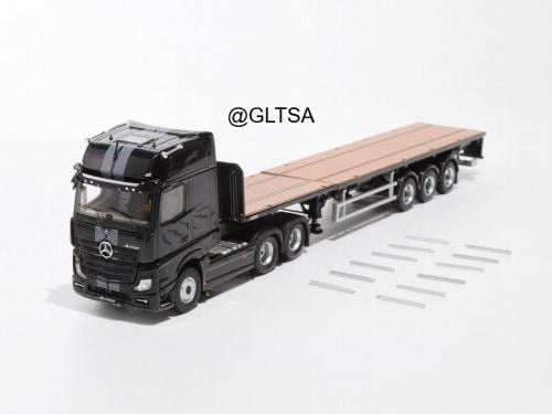 Mercedes-Benz Actros Giga Space 6x2 Semi Tractor & Scalable Trailer (LHD) Black 1:64 Gaincorp Products KS088/KS101-499