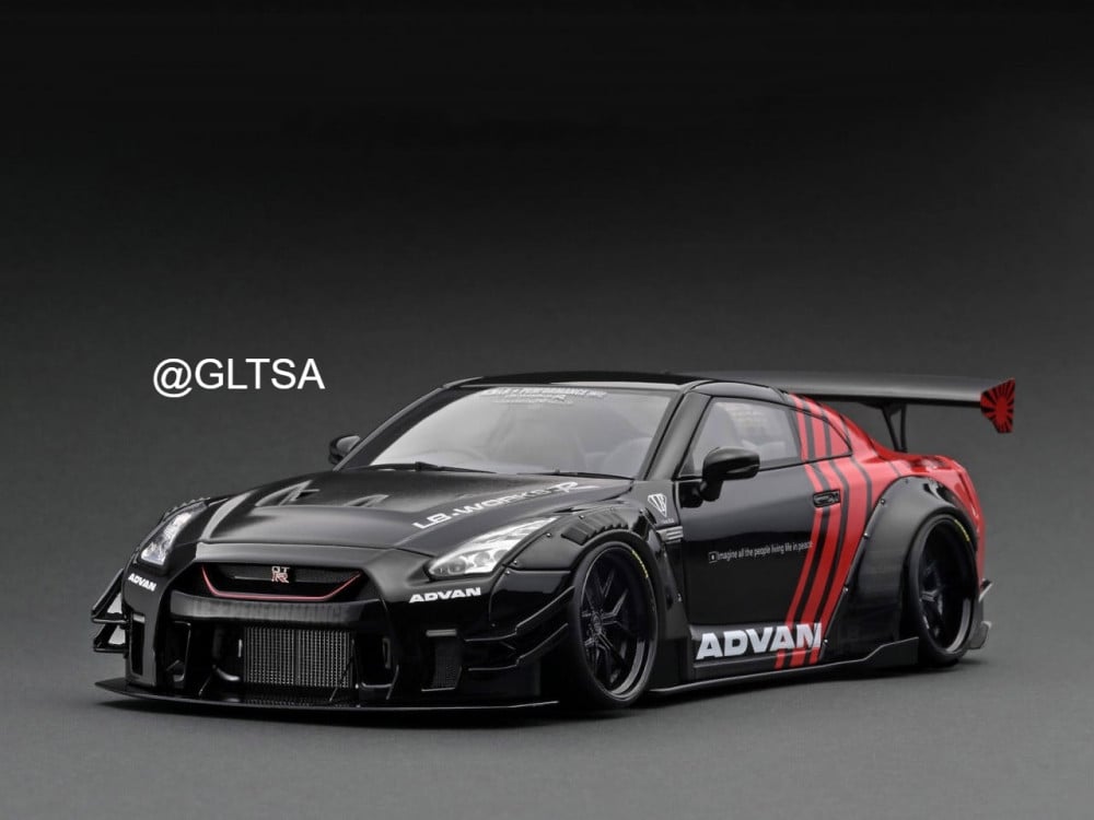 Nissan GT-R R35 type 2 Black / Red 1:18 LB-WORKS Ignition Model
