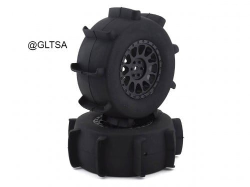 Team Associated Sand Paddle Pre-Mounted Rear Tires w/Method Wheels (Black) w/12mm Hex for RC ASC71062
