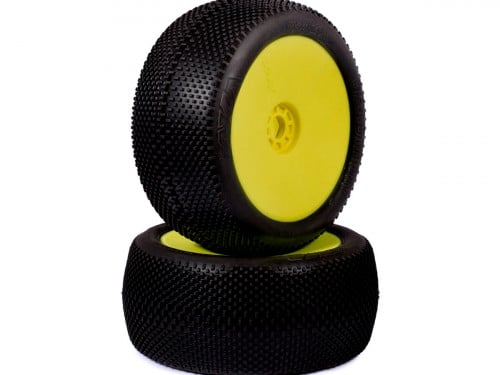 AKA EVO Gridiron 1/8 Truggy Pre-Mounted Tires (2) (Yellow) (Medium - Long Wear) for RC AKA14113ZRY