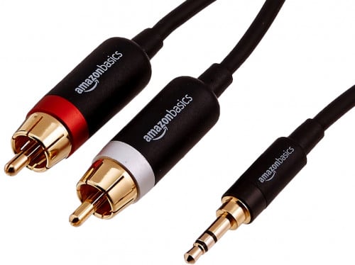 AmazonBasics 3.5mm to 2-Male RCA Adapter Cable - 8 Feet
