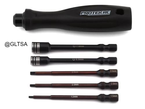 ProTek RC "TruTorque" 5-Piece 1/4" Drive Hex & Nut Driver Set (1.5, 2.0, 2.5mm Hex & 5.5, 7mm Nut Driver) for RC PTK-8462