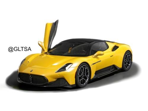 Maserati MC20 Yellow (Giallo Genio) Gloss Black Roof 1:18 BBR HE180051D LIMITED 100 PCS