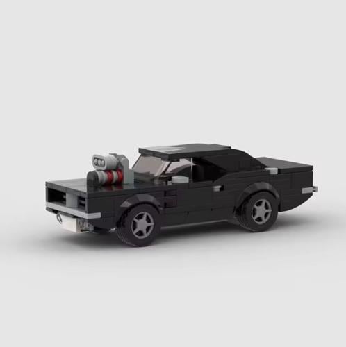 Dodge Charger RT 1970 Black Assembled Compatible MOC Building Blocks M10230