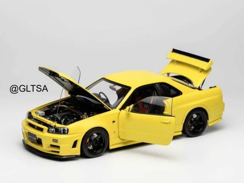 Nissan Skyline GT-R (R34) Customized Version Yellow 1:18 MotorHelix M83412 LIMITED 599 PCS