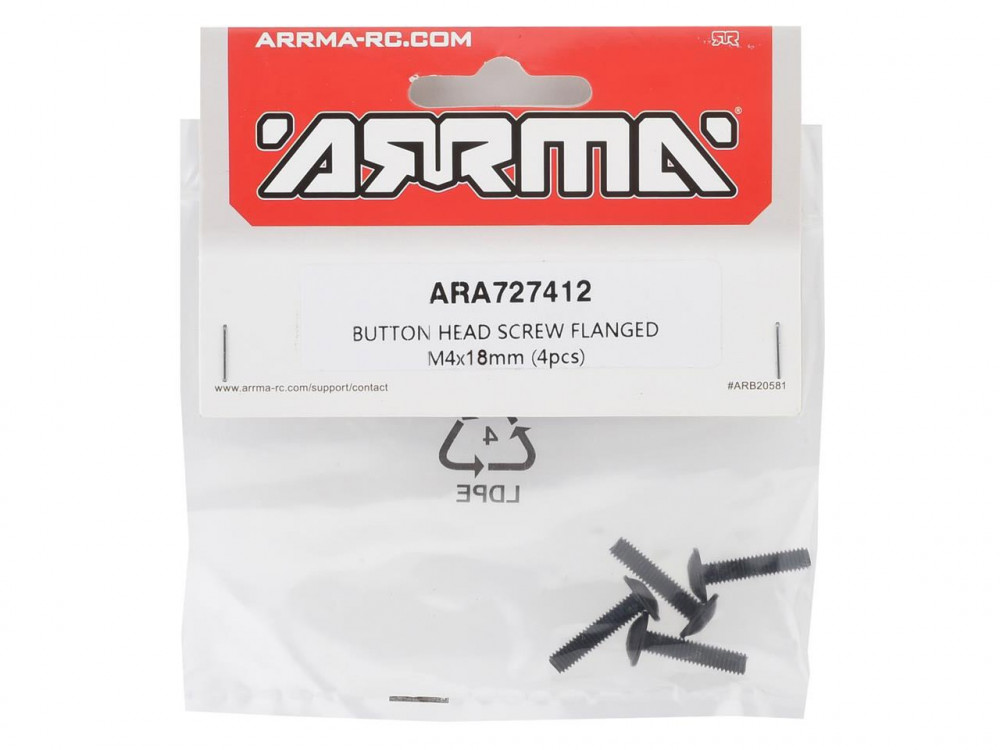 Arrma 4x18mm Flanged Button Head Screw (4) Arrma 4x18mm Flanged Button Head Screw (4)