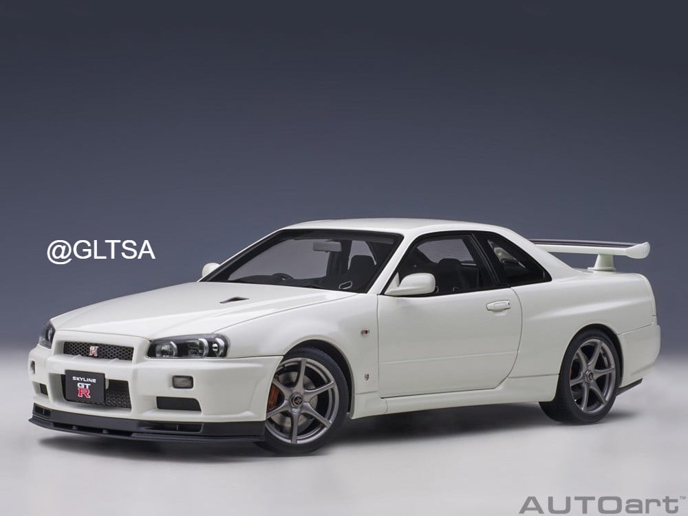 Nissan Skyline GT-R R34 White Pearl V-spec II 1:18 AUTOart 77406  