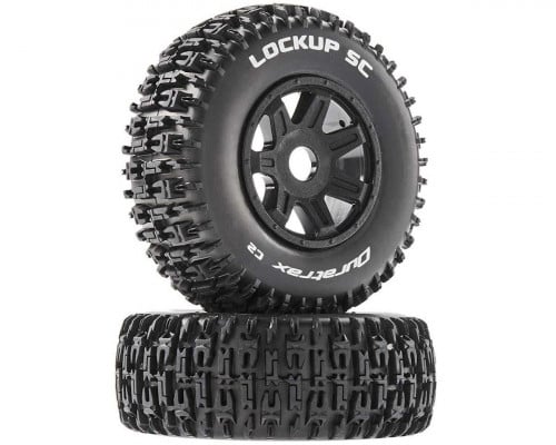 DuraTrax Lockup Short Course Mounted (Black )(2) (Soft - C2) w/17mm Hex For RC DTXC5274