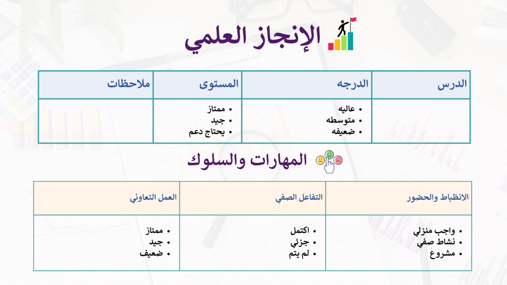 التقرير اليومي والاسبوعي للمعلم