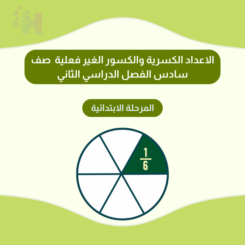 الاعداد الكسرية والكسور الغير فعلية  للصف سادس الفصل الدراسي الثاني