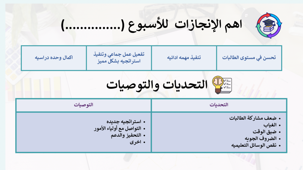 التقرير اليومي والاسبوعي للمعلم
