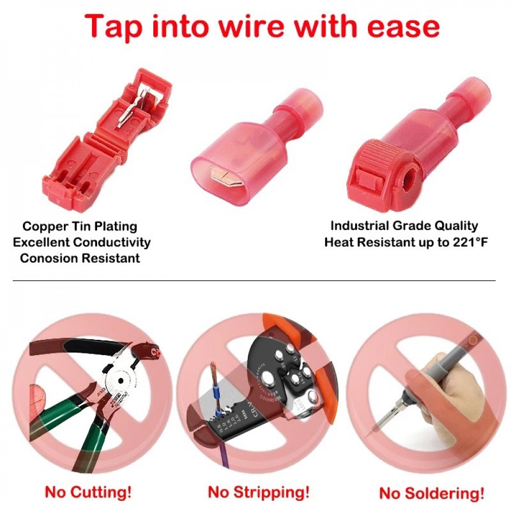 Quick Wire Splice Connectors Without Stripping Compatible with 18 - 22 AWG  Cable