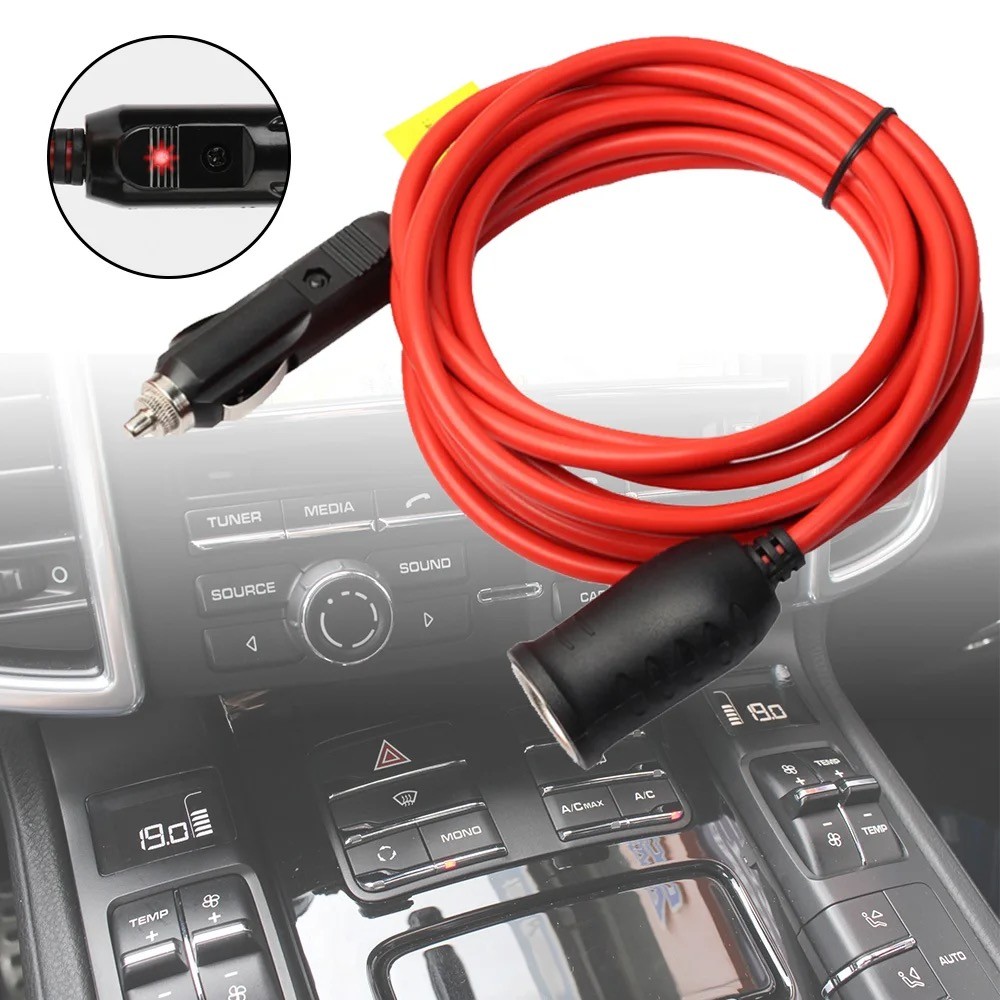 Auto Charger Cable 12V 24V Car Cigarette Accessories Female Socket Plug  with 15A Fuse Car Cigarette Lighter Extension Cord - ِAbhir-Online