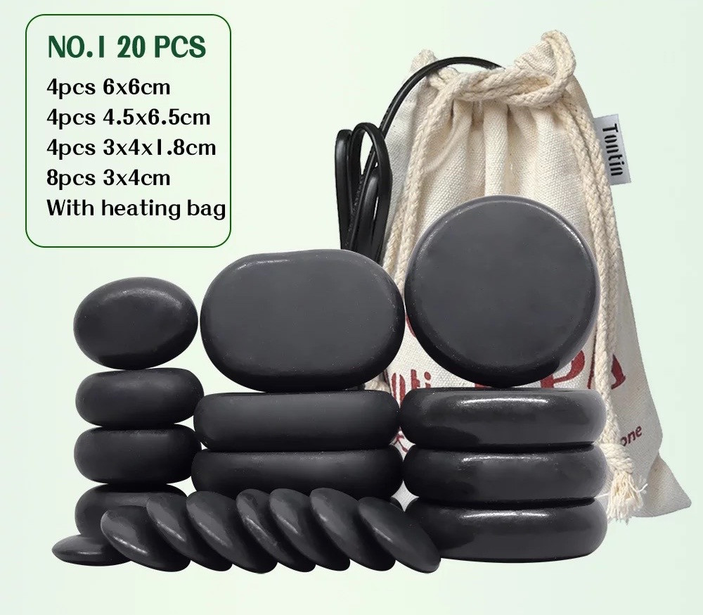 20pcs/set Hot Stone Massage Set Heater Box Relieve Stress Back Pain Health  Care