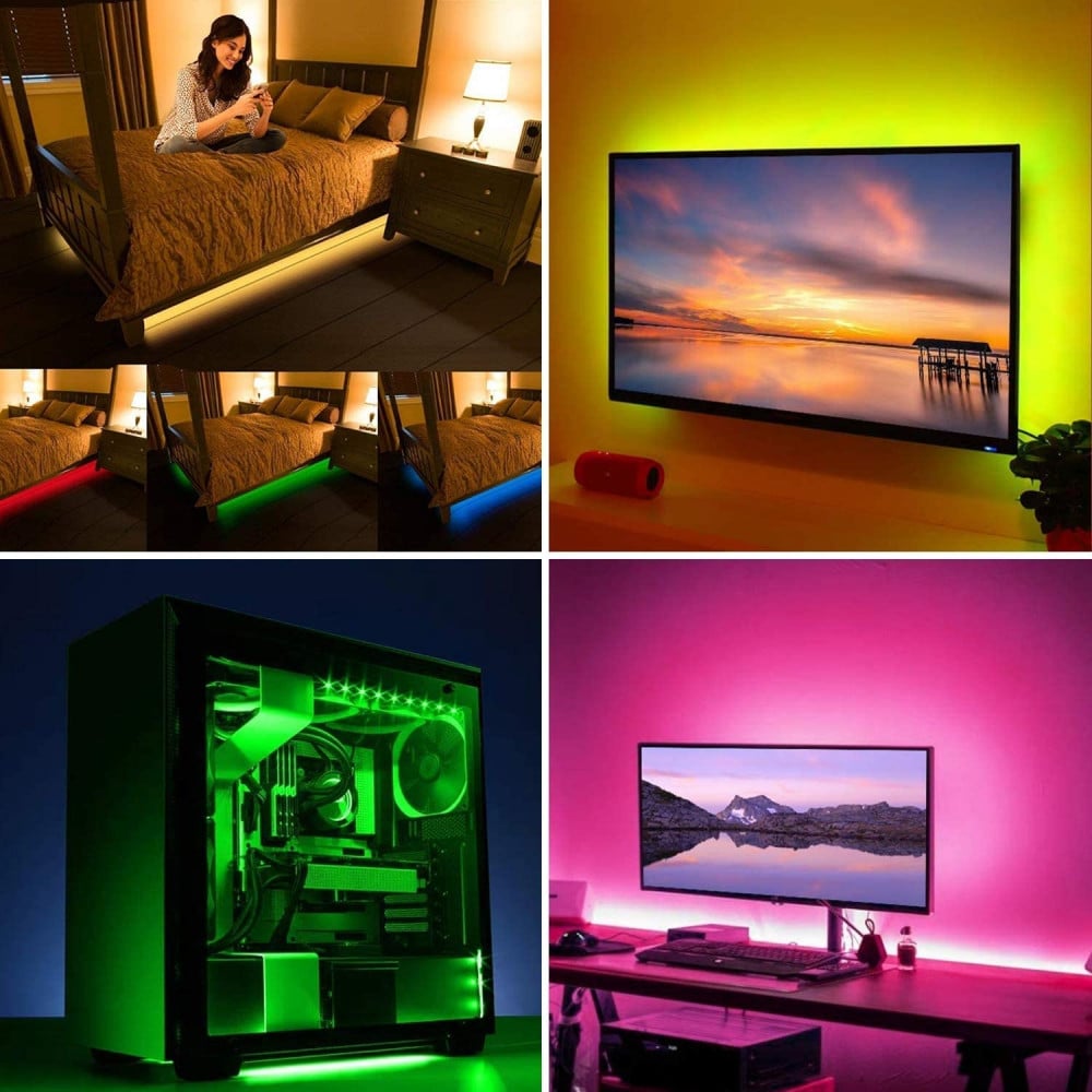 شريط إضاءة 16 لون RGB تحكم بـ (ريموت كنترول) 5متر