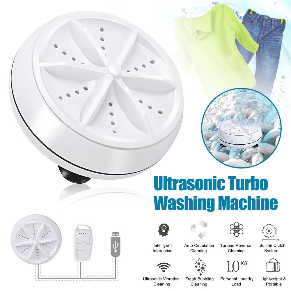 USB Mini Washing Machine Portable Rotating Ultrasonic Turbine Laundry Washer 