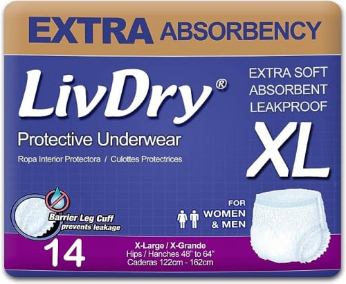 حفائض كبار السن كيلوت شركة لايف دراي مقاس XL LivDr...