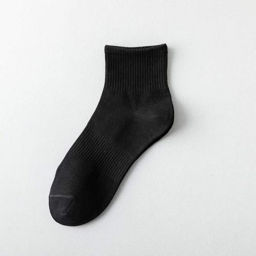 Cotton Middle-Tube Black Socks