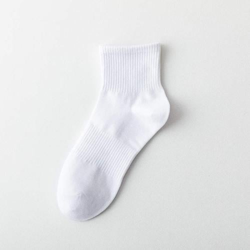 Cotton Middle-Tube White Socks