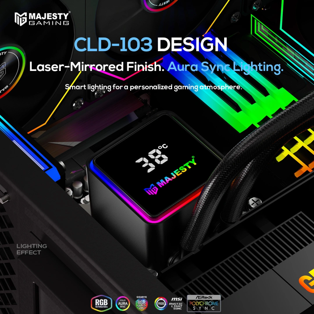 مبرد مائي ماجيستي 360mm ARGB – شاشة ديجيتال لعرض الحرارة، ثلاث مراوح 120mm