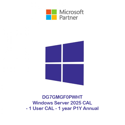 DG7GMGF0PWHT Windows Server 2025 CAL - 1 User CAL - 1 year P1Y Annual