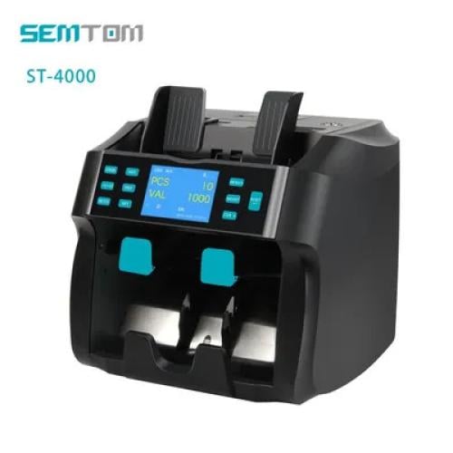 جهاز عد نقود St-4000 1+1 Pockets Build in Printer Multi-Currency Discriminator Sort Banknote/Bill Value Money Counter