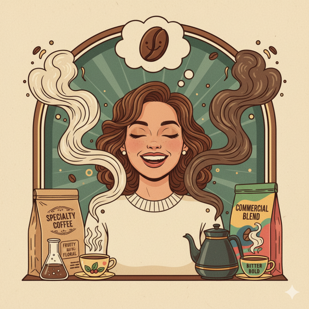 كيف أميز الفرق بين القهوة المختصة والتجاري؟