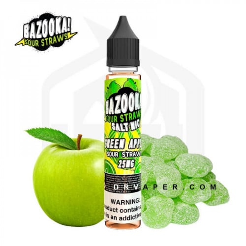 نكهة سولت بازوكا حلاوة التفاح الحامض  Bazooka Salt Green Apple Sour Straws