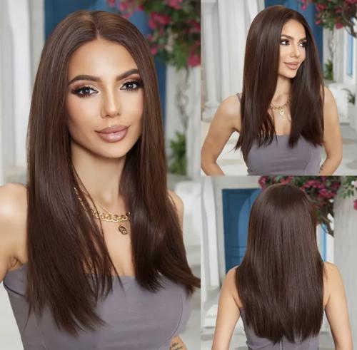 باروكة شعر طبيعي بني فاتح الطول ٢٠ انش الكثافه ١٨٠...