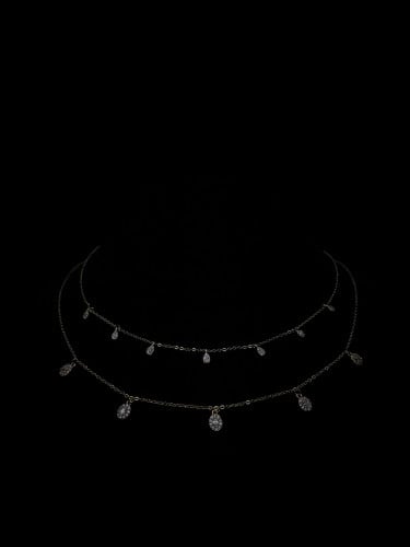 (Silver Choker Necklace) O&A سلسال شوكر زيركون مطل...